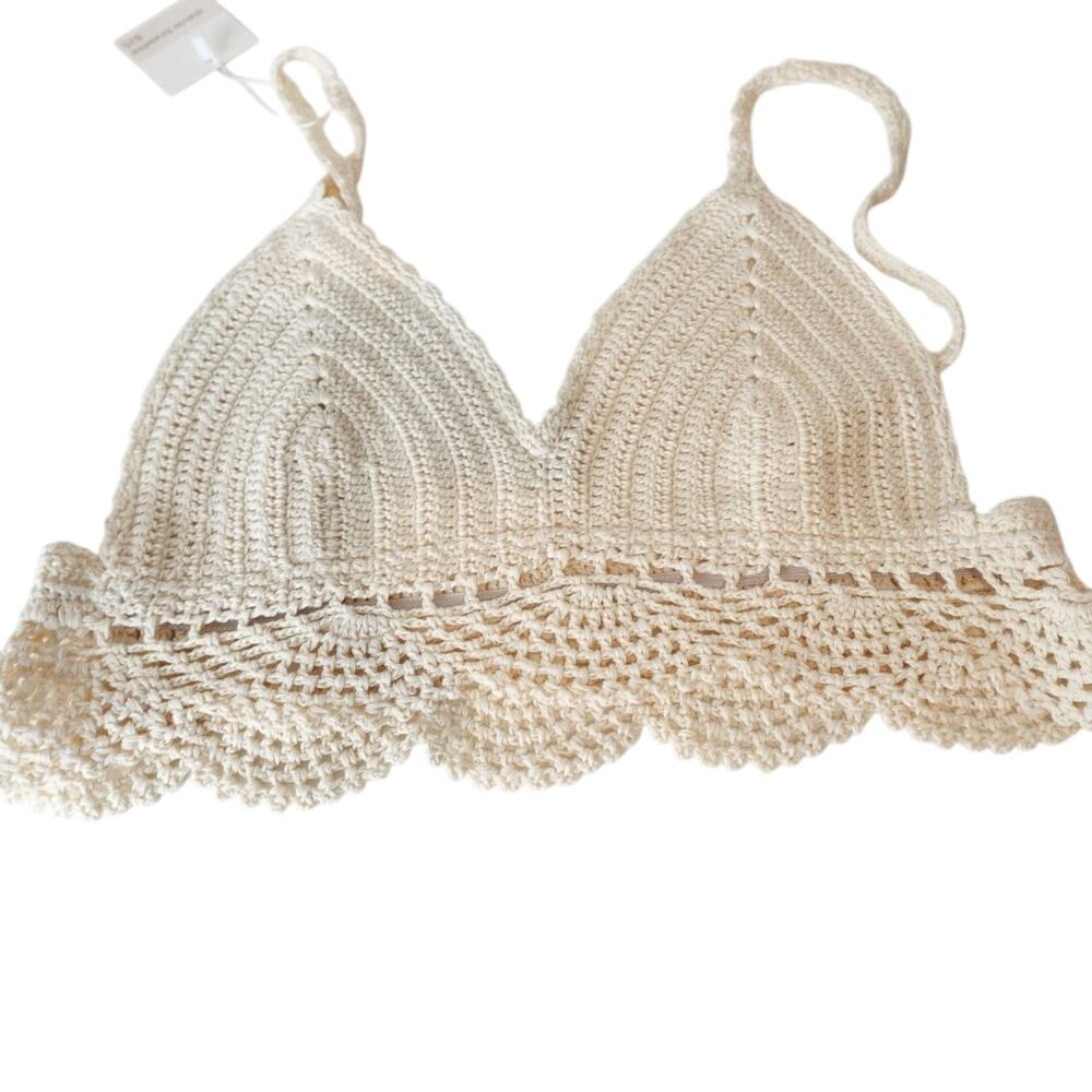 Ecru / Natural Crochet Bralette Bikini Bra top